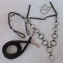 Kit Traia Completo Marrom Cabeçada Muladeiro Argolada Dupla + Freio Inox + Rédea De Lã Grossa Kit Traia Completo Marrom Cabeçada Muladeiro Argolada Dupla + Freio Inox + Rédea De Lã Grossa