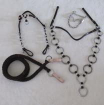 Kit Traia Completo Marrom Com Cabeçada Em Muladeiro Argolada Única + Acessórios