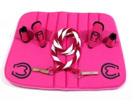 Kit Traia Rosa Com Manta Mangalarga + Rédea De Lã Torcida Grossa Em Inox + Caneleiras de Luxo