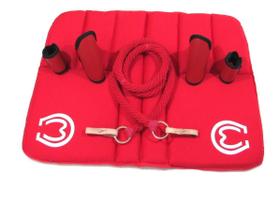 Kit Traia Vermelho Com Manta Mangalarga + Rédea De Lã Torcida Grossa Em Inox + Caneleiras Premium