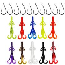 Kit Traira 10 Isca Criatura +10 Anzol Offset Grub Soft Shad