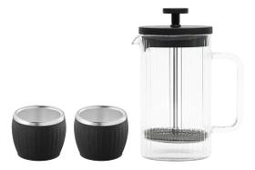 Kit Tramontina 3 Peças Cafeteira Francesa + Xícaras Inox