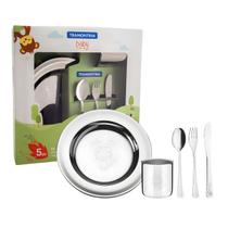 Kit Tramontina Baby Talher copo e prato 36 meses Aço Inóx