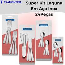 Kit Tramontina Laguna Jogo 24 Talheres Inox para Chá, Café, Torta e Manteiga Completo
