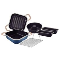 Kit Tramontina Lyon Alumínio Forjado Starflon Azul Elementar 6 Peças Kit Tramontina Lyon Alumínio Forjado Starflon Azul Elementar 6 Peças