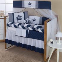 Kit Trança Mini Berço Imperial Marinho 10pçs Almofada+saia