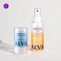 Kit Transição Cristal Natural Alva Desodorante Stick 120g Sem Perfume e Spray 120ml Citrus