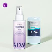 Kit Transição Cristal Natural Alva Desodorante Stick 120g Sem Perfume e Spray 120ml Lavanda Kit Transição Cristal Natural Alva Desodorante Stick 120g Sem Perfume e Spray 120ml Lavanda