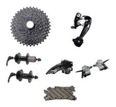 Kit Transmissão 9v/27v Tipo Shimano + Cubos Cassete K7 11/36