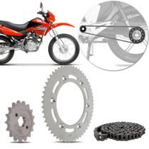 Kit Transmissão Coroa Pinhão Honda NXR 125 Bros ES KS 2003 a 2005 Corrente Sem Retentor Riffel
