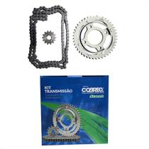 Kit transmissao honda cg 125 ks es cargo fan ate 2008 (coroa 44d/pinhao 14d/corrente 428hx116l) aco 1045 cobreq