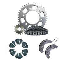 Kit transmissao moto relacao + bucha da coroa + lona de freio fazer factor 150 Kit transmissao moto relacao + bucha da coroa + lona de freio fazer factor 150