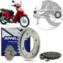 Kit Transmissão Relação Coroa Pinhão Biz 110i 2016 a 2018 Biz 125 2018 Riffel