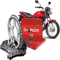 Kit Transmissão Relação Honda CG 125 2009 a 2015 - Coroa, Pinhão e Corrente - Darom (428HX116LX43TX14T)