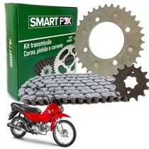 Kit Transmissão Relação Honda Pop 110i 2015 2016 2017 2018 2019 2020 2021 2022 2023 2024 Aço 1045