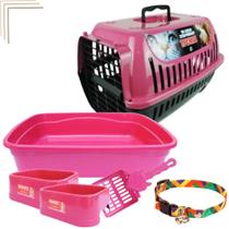 Kit Transporte Pet com Caixa N1 Comedouro Bebedouro e Coleira