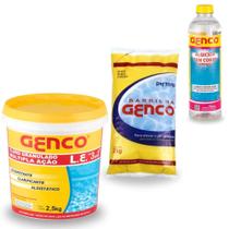 Kit Tratamento Agua de Piscina Cloro 2,5kg + Elevador de Ph 2 Kg + Algicida 1l Genco