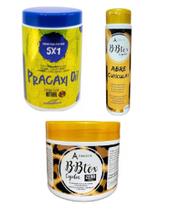 Kit Tratamento Capilar (B-Btox Capilar 500g + Shampoo Abre Cutículas + Creme pentear 5x1 1kg) Amazun