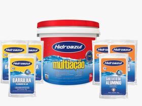 Kit Tratamento Cloro Piscina HIDROAZUL Multiação 10kg Barrilha 6kg Sulfato 6kg