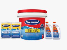 Kit Tratamento Cloro Piscinas HIDROAZUL Multiação 10kg Barrilha 4kg Floc Plus 2x1 2l Kit Tratamento Cloro Piscinas HIDROAZUL Multiação 10kg Barrilha 4kg Floc Plus 2x1 2l