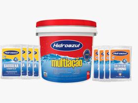 Kit Tratamento Cloro Piscinas HIDROAZUL Multiação 10kg Barrilha 8kg Sulfato 8kg