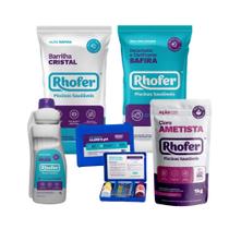 Kit Tratamento de Piscinas Rhofer Cloro Clarificante Decantador Barrilha e Teste de pH/Cloro Kit Tratamento de Piscinas Rhofer Cloro Clarificante Decantador Barrilha e Teste de pH/Cloro