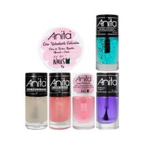 Kit Tratamento de Unhas e Cutículas Hidratação Bases e Cera Anita 6 Und