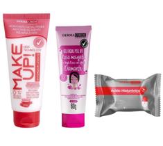 Kit Tratamento Facial Rosa Mosqueta Peel Off + Sabonete Ácido Hialurônico+ Hidratante Primer Make Up