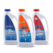 Kit Tratamento HIDROAZUL Para Piscina Floc Plus 2em1 Algicida Choque Manutenção 1L