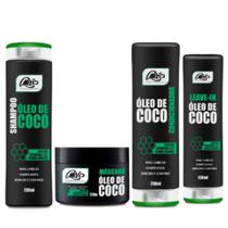 Kit tratamento Nutrição Shampoo Condicionador Máscara e Leave-in óleo de Coco 250gr Max Hair