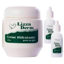 Kit Tratamento para os Pés Lizza Derm: 1 Creme Hidratante + 2 Loção - Hidrata e Evita Rachaduras
