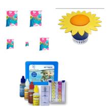 Kit Tratamento Piscina Clorador Girassol 5 Pastilha 1 Estojo