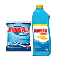 Kit Tratamento Piscina Hipoclor 1kg Hidrofloc Clarificante hidroall
