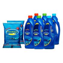 Kit tratamento piscina neoclor - 2 cloro 1kg- 2 clarificante- 2 alg. manutenção- 2 limpa bordas Kit tratamento piscina neoclor - 2 cloro 1kg- 2 clarificante- 2 alg. manutenção- 2 limpa bordas