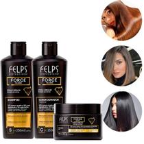 Kit Tratamento Reparação e Fortalecimento Capilar Sh+Cond+Máscara ForceGloss Brilho Intenso Felps Professional 250ml Kit Tratamento Reparação e Fortalecimento Capilar Sh+Cond+Máscara ForceGloss Brilho Intenso Felps Professional 250ml