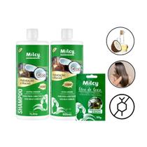 Kit Tratamento Shampoo Condicionador Sache Coco Milcy Maciez