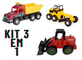 Kit Trator caminhão motoniveladora infantil brinquedo