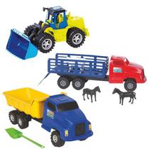 Kit Trator Carregadeira Caminhão Boiadeiro Grande Brinquedo Kit Trator Carregadeira Caminhão Boiadeiro Grande Brinquedo