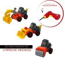 Kit Trator Construção Completo Escavadeira Guincho E Rolo 3