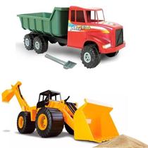 Kit Trator Escavadeira Caminhão Basculante Grande Brinquedo - Toys