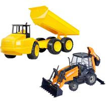 Kit Trator Retro Escavadeira e Caminhão de Terra Basculante