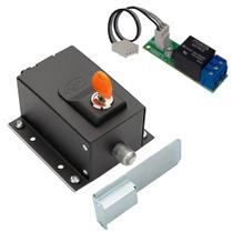 Kit Trava Automatica Ppa Dog Steel Custom Preta E Módulo Rele Portão