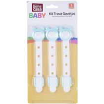 Kit Trava De Gaveta 3 Peças Para Bebês E Crianças Azul Kit Trava De Gaveta 3 Peças Para Bebês E Crianças Azul