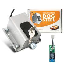 Kit Trava Eletromagnética Dog Steel Ppa + Módulo Relê Portão