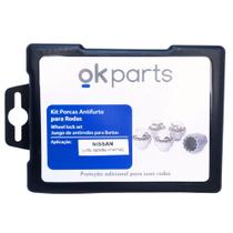 Kit Trava Parafuso Porca Antifurto de Rodas p/ NISSAN com Chave do Segredo - OKPARTS DNL/M