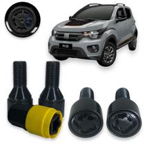 Kit Trava Parafuso Roda Antifurto 1011B Cabeça Giratória Preto Fiat Mobi