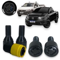 Kit Trava Parafuso Roda Antifurto 1011B Cabeça Giratória Preto Fiat Strada