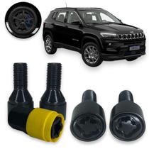 Kit Trava Parafuso Roda Antifurto 1011B Cabeça Giratória Preto Jeep Compass