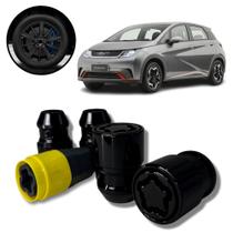 Kit Trava Porca Roda Antifurto Cabeça Giratória Preto BYD Dolphin