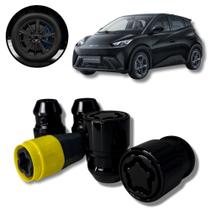 Kit Trava Porca Roda Antifurto Cabeça Giratória Preto BYD Dolphin Mini